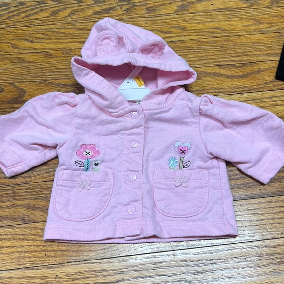 ❤️5/$25❤️2/$15❤️ CARTER’S | pink button front hooded knit jacket - Picture 1 of 3